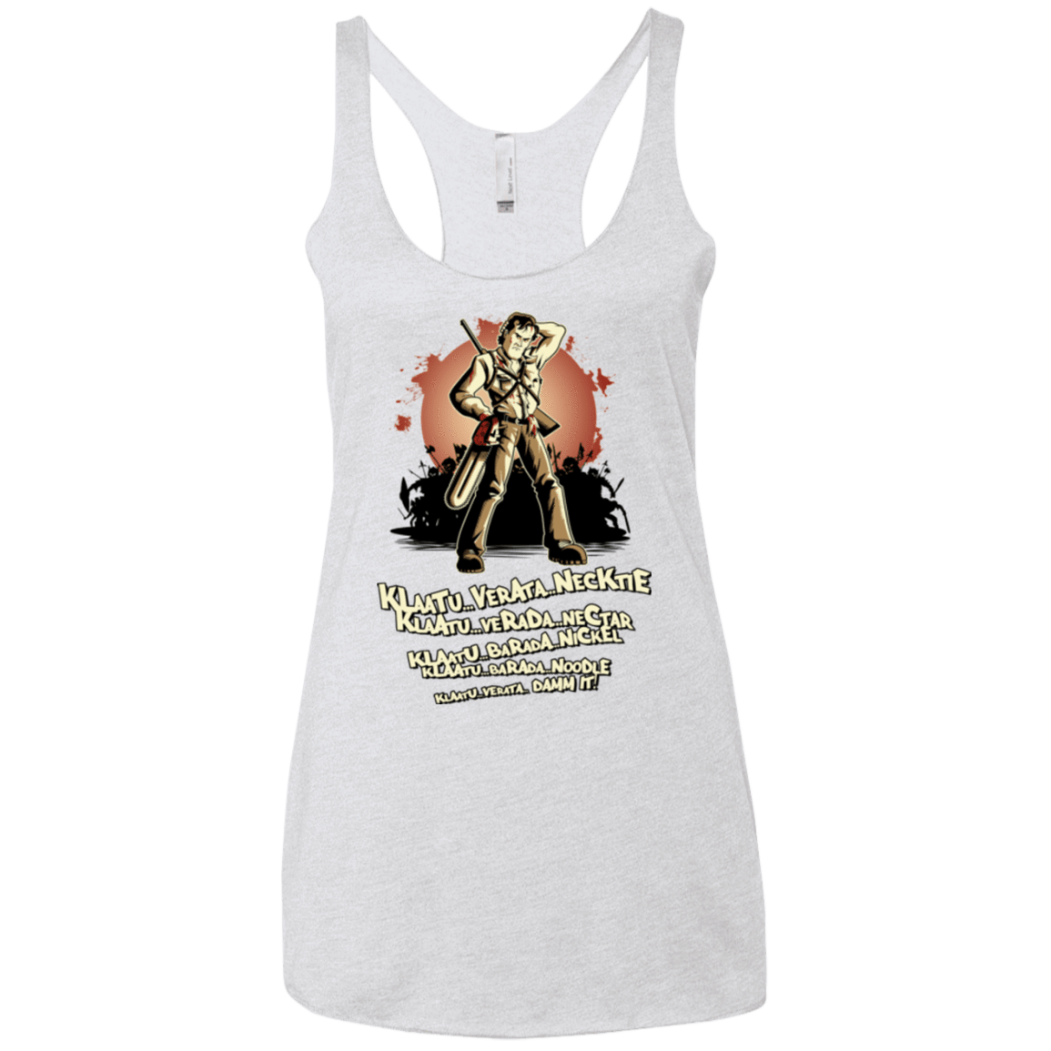 T-Shirts Heather White / X-Small Klaatu Barada Nikto Women's Triblend Racerback Tank