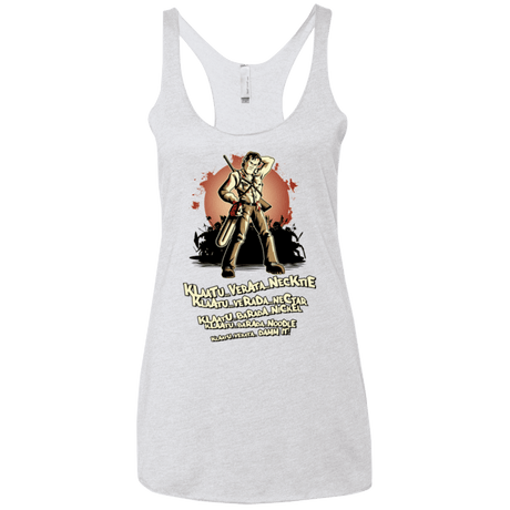 T-Shirts Heather White / X-Small Klaatu Barada Nikto Women's Triblend Racerback Tank