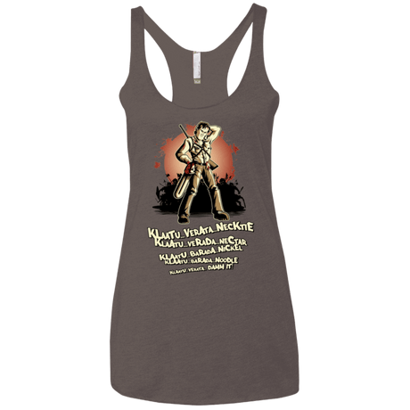 T-Shirts Macchiato / X-Small Klaatu Barada Nikto Women's Triblend Racerback Tank