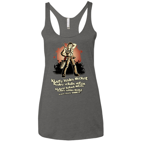 T-Shirts Premium Heather / X-Small Klaatu Barada Nikto Women's Triblend Racerback Tank