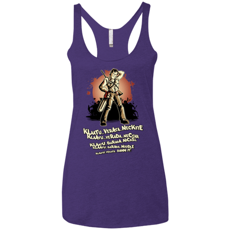 T-Shirts Purple / X-Small Klaatu Barada Nikto Women's Triblend Racerback Tank