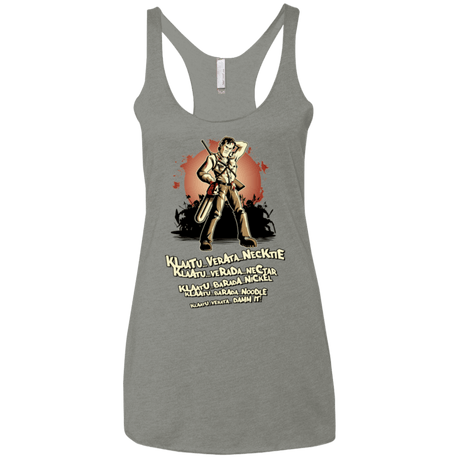 T-Shirts Venetian Grey / X-Small Klaatu Barada Nikto Women's Triblend Racerback Tank