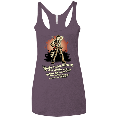 T-Shirts Vintage Purple / X-Small Klaatu Barada Nikto Women's Triblend Racerback Tank