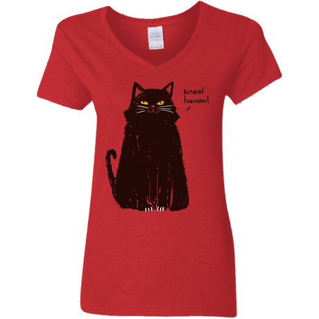 T-Shirts Red / S Kneel Human! Women's V-Neck T-Shirt