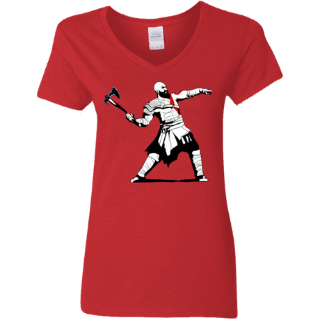 T-Shirts Red / S Kratos Banksy Women's V-Neck T-Shirt