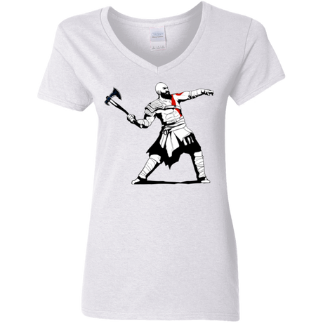 T-Shirts White / S Kratos Banksy Women's V-Neck T-Shirt