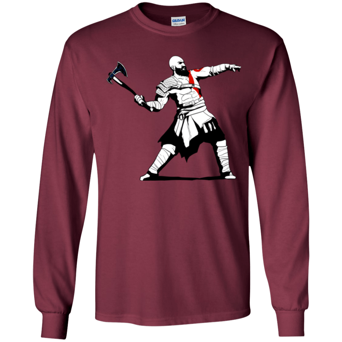 T-Shirts Maroon / YS Kratos Banksy Youth Long Sleeve T-Shirt