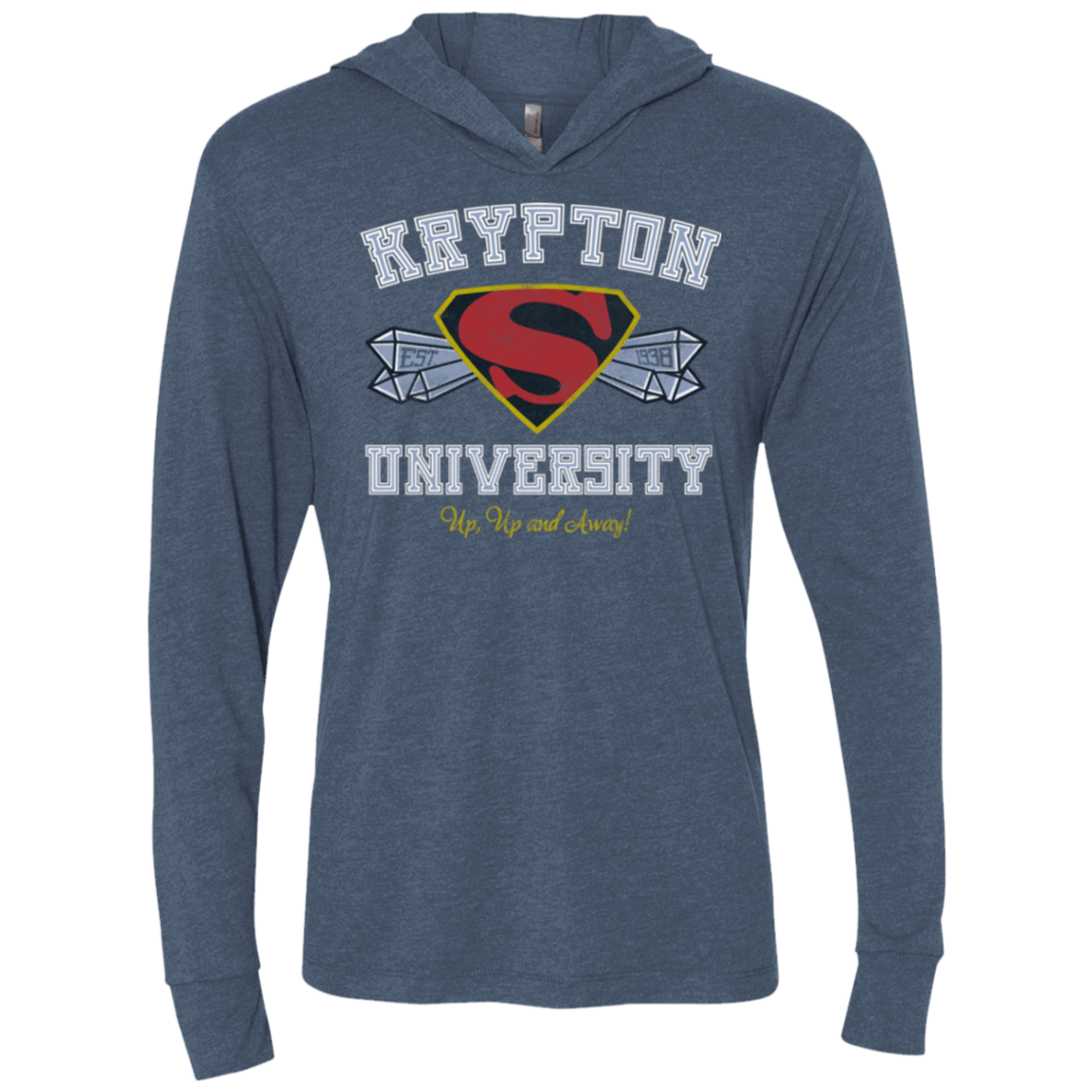 T-Shirts Indigo / X-Small Krypton University Triblend Long Sleeve Hoodie Tee