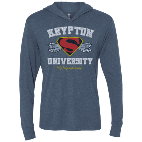 T-Shirts Indigo / X-Small Krypton University Triblend Long Sleeve Hoodie Tee
