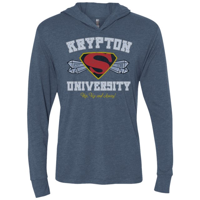 T-Shirts Indigo / X-Small Krypton University Triblend Long Sleeve Hoodie Tee