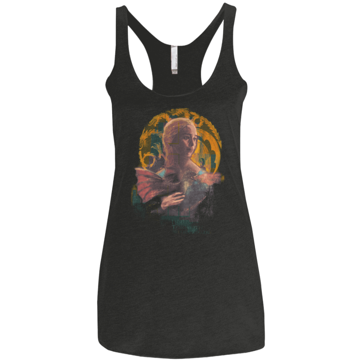 T-Shirts Vintage Black / X-Small la Dame Au Dragon Women's Triblend Racerback Tank