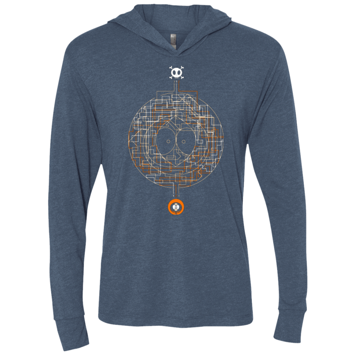 T-Shirts Indigo / X-Small LABYRINTH OF DEATH Triblend Long Sleeve Hoodie Tee