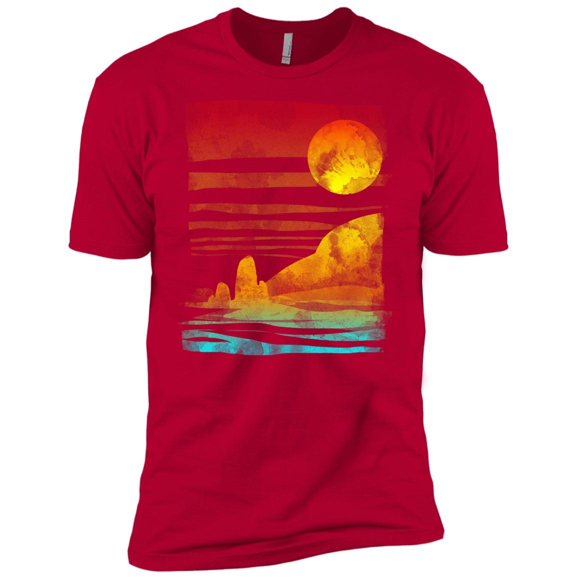T-Shirts Red / YXS Landscape Painted With Tea Boys Premium T-Shirt