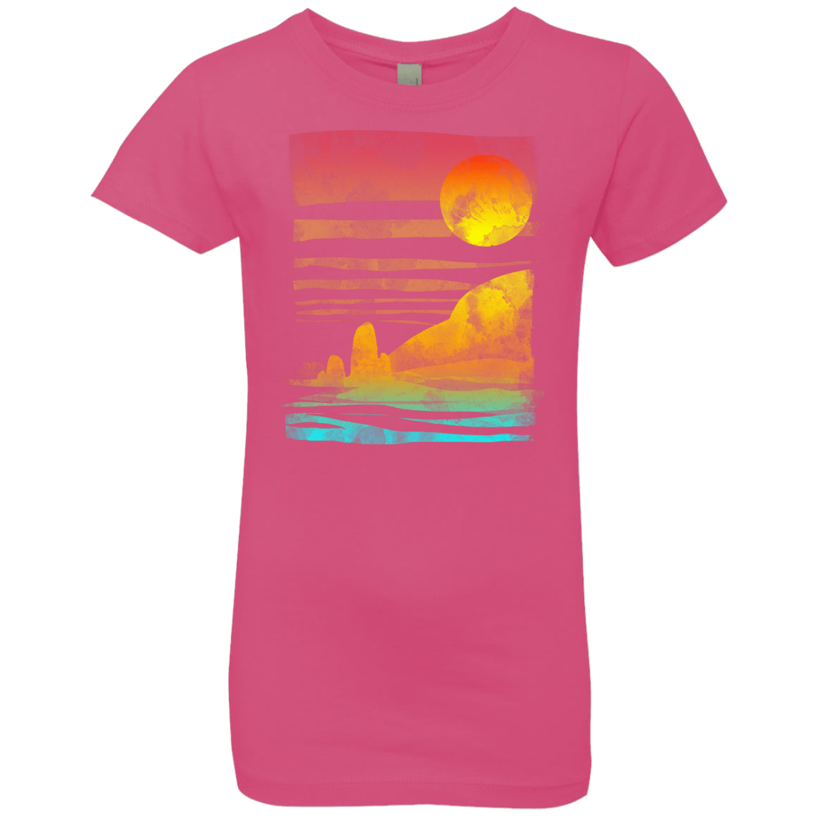 T-Shirts Hot Pink / YXS Landscape Painted With Tea Girls Premium T-Shirt