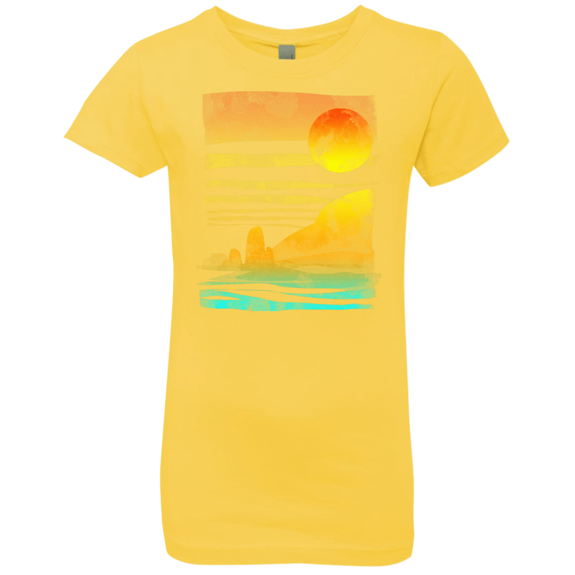 T-Shirts Vibrant Yellow / YXS Landscape Painted With Tea Girls Premium T-Shirt