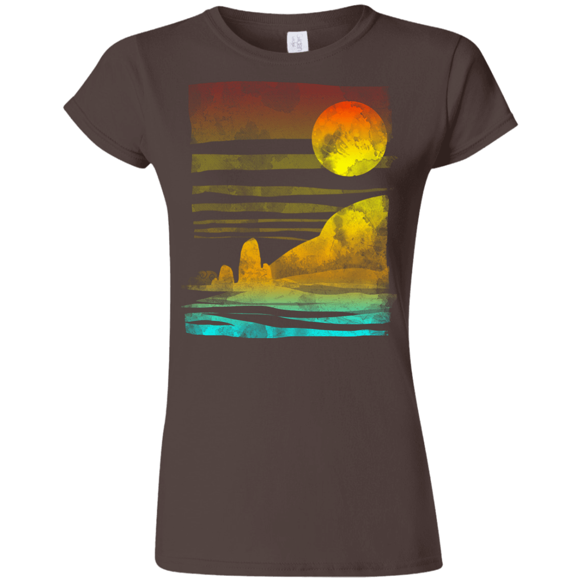 T-Shirts Dark Chocolate / S Landscape Painted With Tea Junior Slimmer-Fit T-Shirt