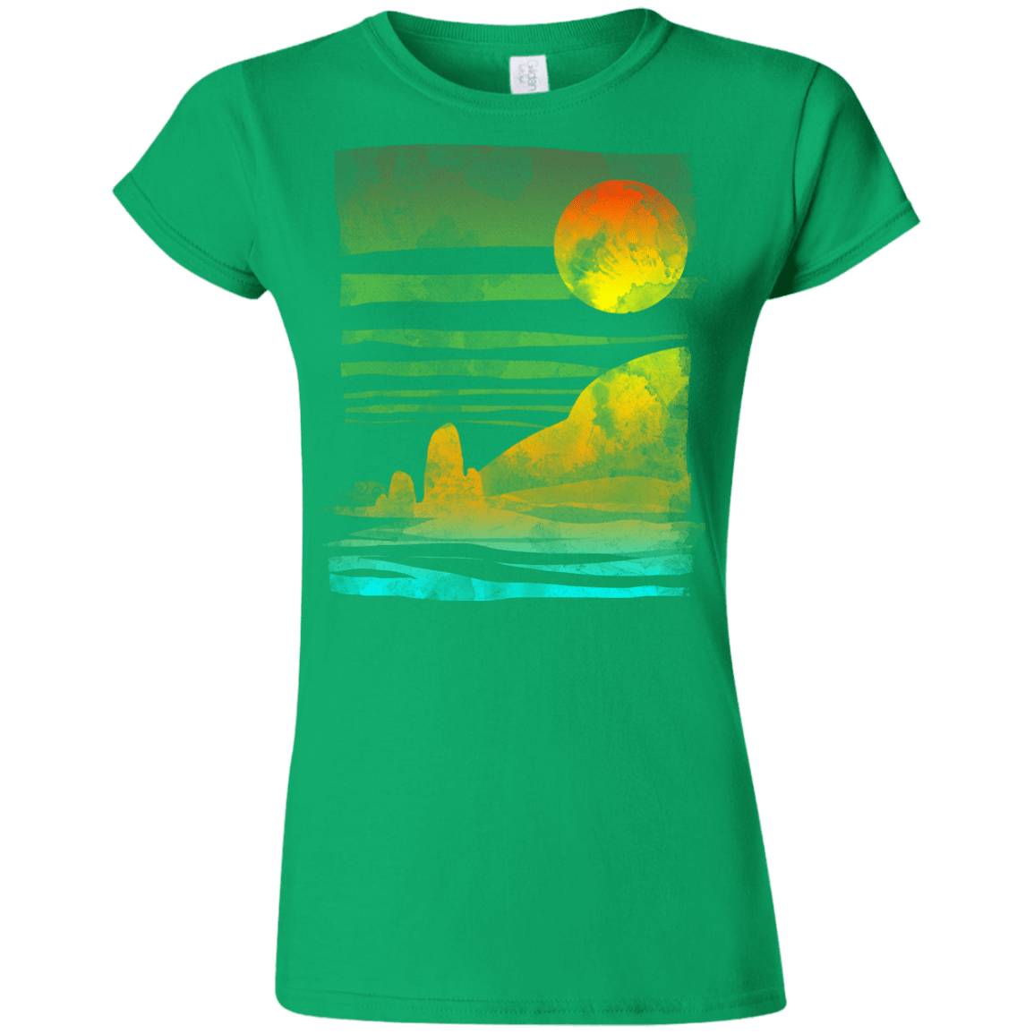 T-Shirts Irish Green / S Landscape Painted With Tea Junior Slimmer-Fit T-Shirt