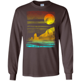 T-Shirts Dark Chocolate / S Landscape Painted With Tea Men's Long Sleeve T-Shirt