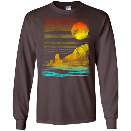 T-Shirts Dark Chocolate / S Landscape Painted With Tea Men's Long Sleeve T-Shirt