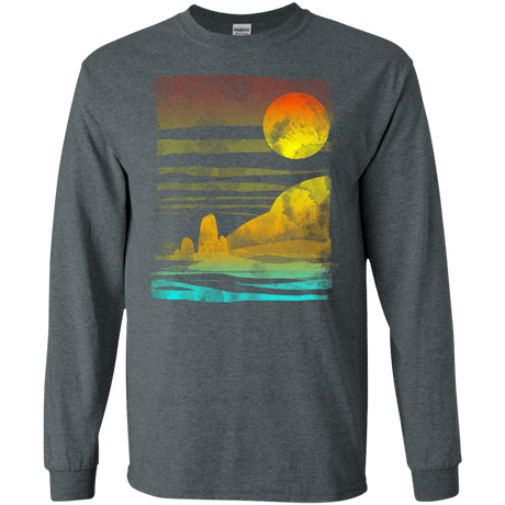 T-Shirts Dark Heather / S Landscape Painted With Tea Men's Long Sleeve T-Shirt