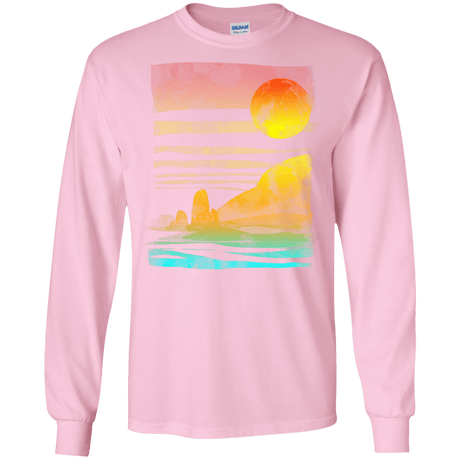 T-Shirts Light Pink / S Landscape Painted With Tea Men's Long Sleeve T-Shirt