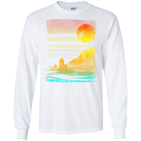 T-Shirts White / S Landscape Painted With Tea Men's Long Sleeve T-Shirt