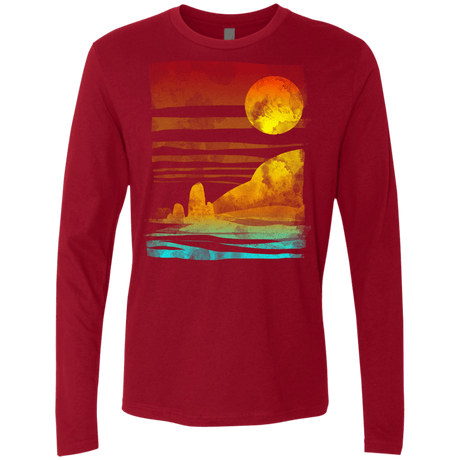 T-Shirts Cardinal / S Landscape Painted With Tea Men's Premium Long Sleeve