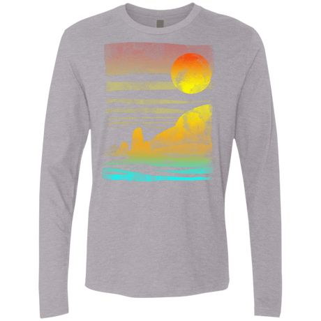 T-Shirts Heather Grey / S Landscape Painted With Tea Men's Premium Long Sleeve