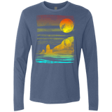 T-Shirts Indigo / S Landscape Painted With Tea Men's Premium Long Sleeve