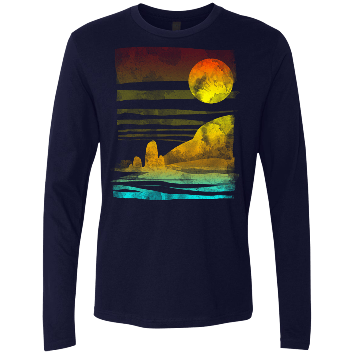 T-Shirts Midnight Navy / S Landscape Painted With Tea Men's Premium Long Sleeve