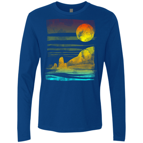 T-Shirts Royal / S Landscape Painted With Tea Men's Premium Long Sleeve