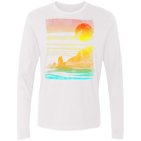 T-Shirts White / S Landscape Painted With Tea Men's Premium Long Sleeve