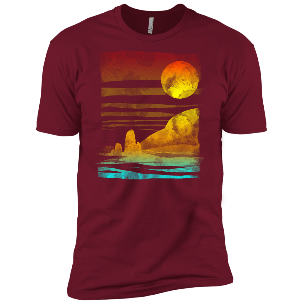 T-Shirts Cardinal / X-Small Landscape Painted With Tea Men's Premium T-Shirt
