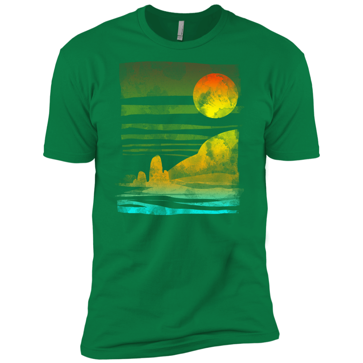 T-Shirts Kelly Green / X-Small Landscape Painted With Tea Men's Premium T-Shirt