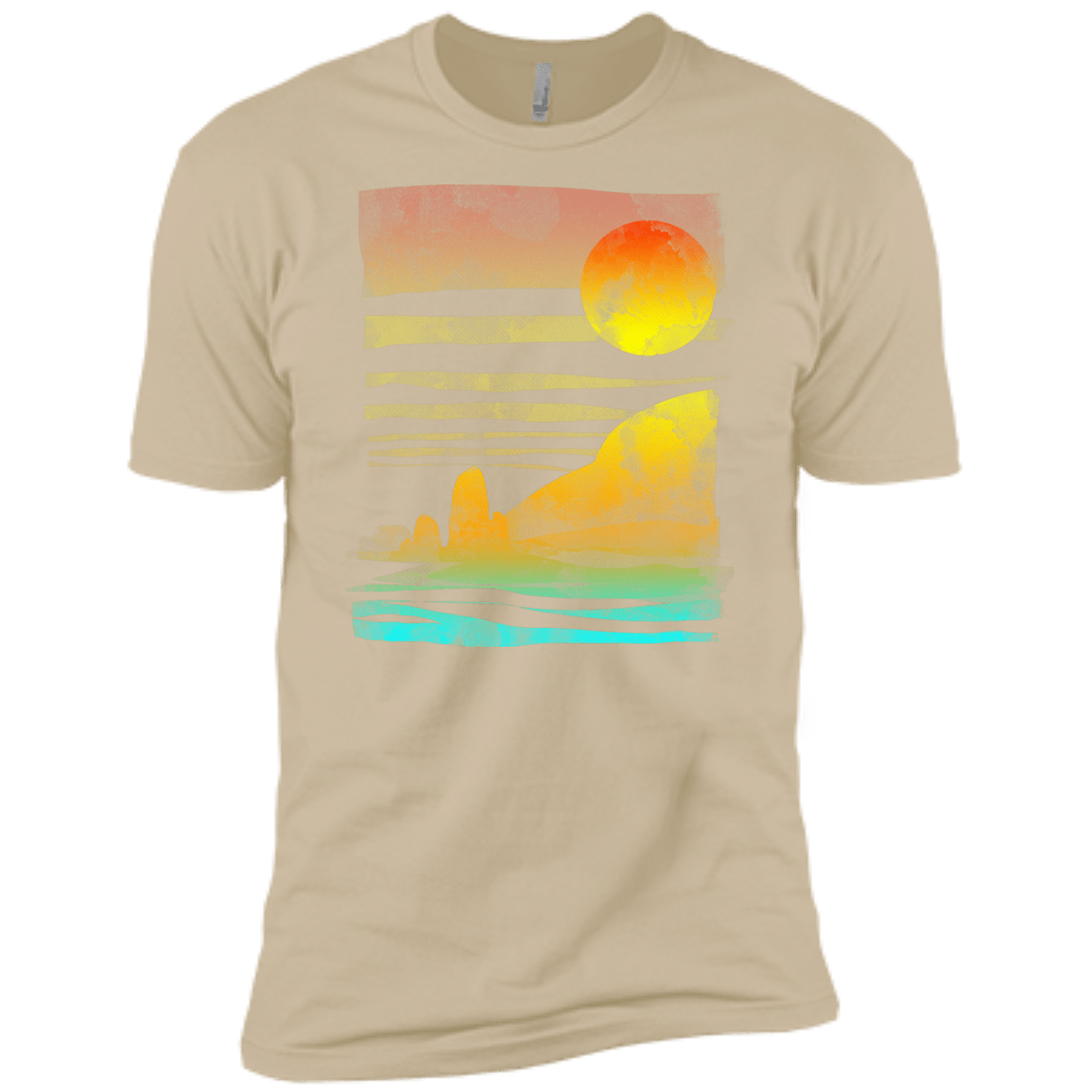 T-Shirts Sand / X-Small Landscape Painted With Tea Men's Premium T-Shirt