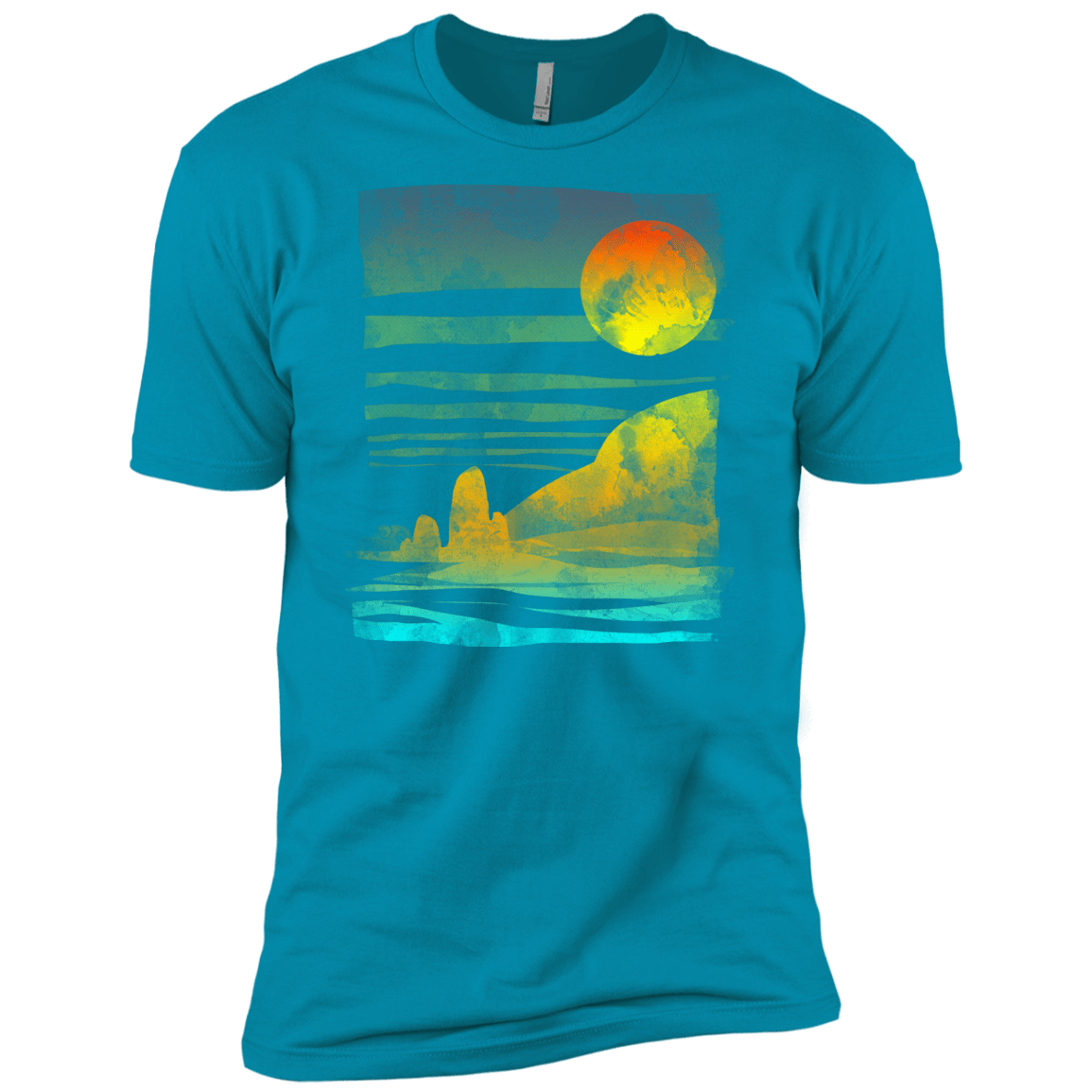 T-Shirts Turquoise / X-Small Landscape Painted With Tea Men's Premium T-Shirt