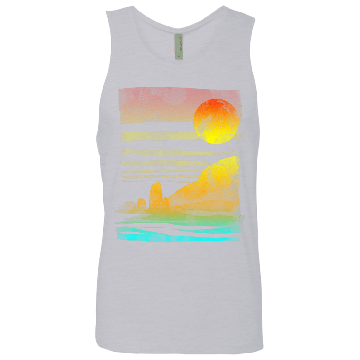 T-Shirts Heather Grey / S Landscape Painted With Tea Men's Premium Tank Top