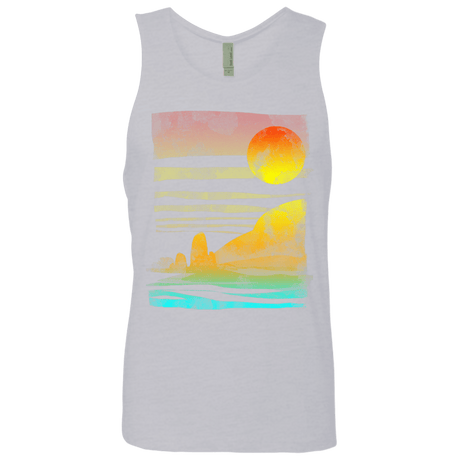 T-Shirts Heather Grey / S Landscape Painted With Tea Men's Premium Tank Top