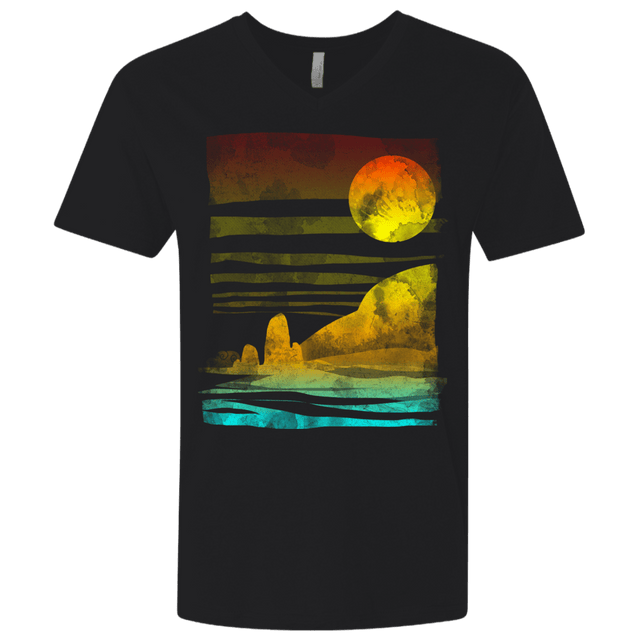 T-Shirts Black / X-Small Landscape Painted With Tea Men's Premium V-Neck