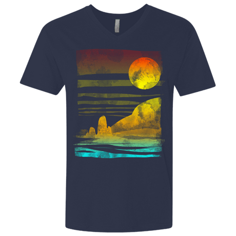 T-Shirts Midnight Navy / X-Small Landscape Painted With Tea Men's Premium V-Neck