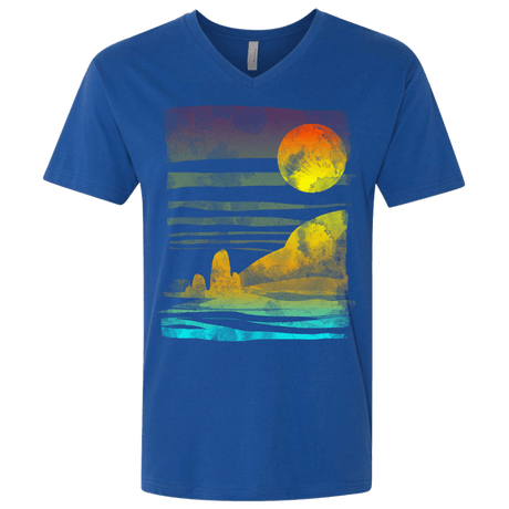 T-Shirts Royal / X-Small Landscape Painted With Tea Men's Premium V-Neck