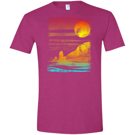 T-Shirts Antique Heliconia / S Landscape Painted With Tea Men's Semi-Fitted Softstyle