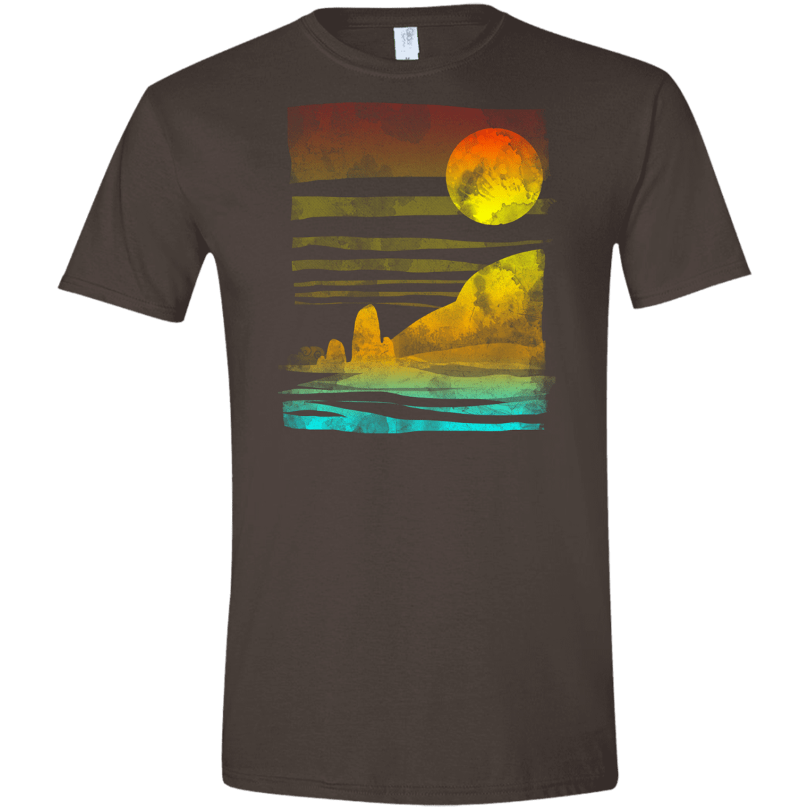 T-Shirts Dark Chocolate / S Landscape Painted With Tea Men's Semi-Fitted Softstyle