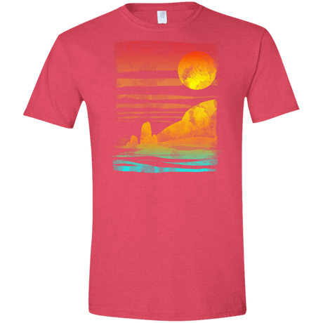 T-Shirts Heather Red / S Landscape Painted With Tea Men's Semi-Fitted Softstyle
