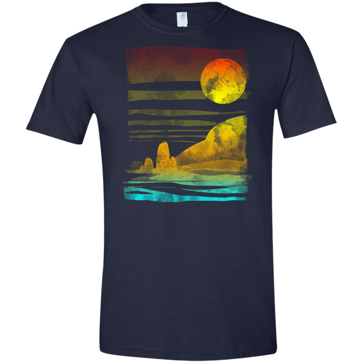 T-Shirts Navy / X-Small Landscape Painted With Tea Men's Semi-Fitted Softstyle