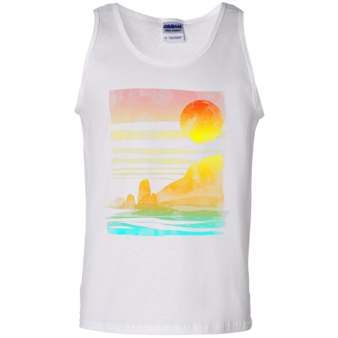 T-Shirts White / S Landscape Painted With Tea Men's Tank Top