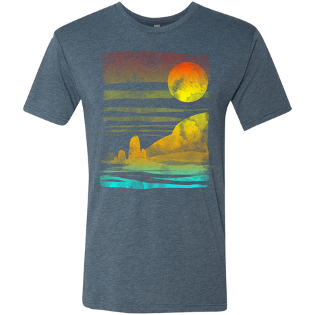 T-Shirts Indigo / S Landscape Painted With Tea Men's Triblend T-Shirt