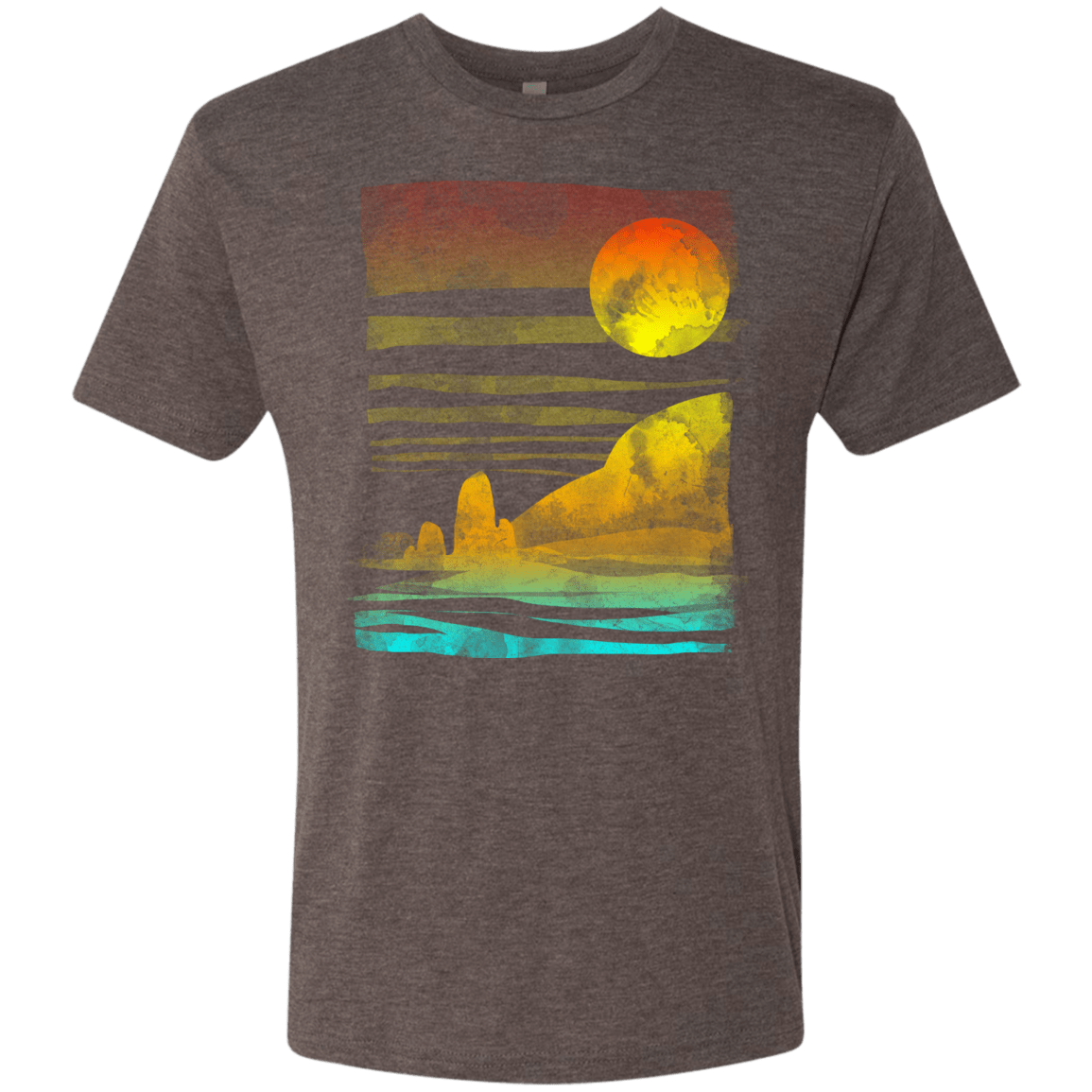 T-Shirts Macchiato / S Landscape Painted With Tea Men's Triblend T-Shirt