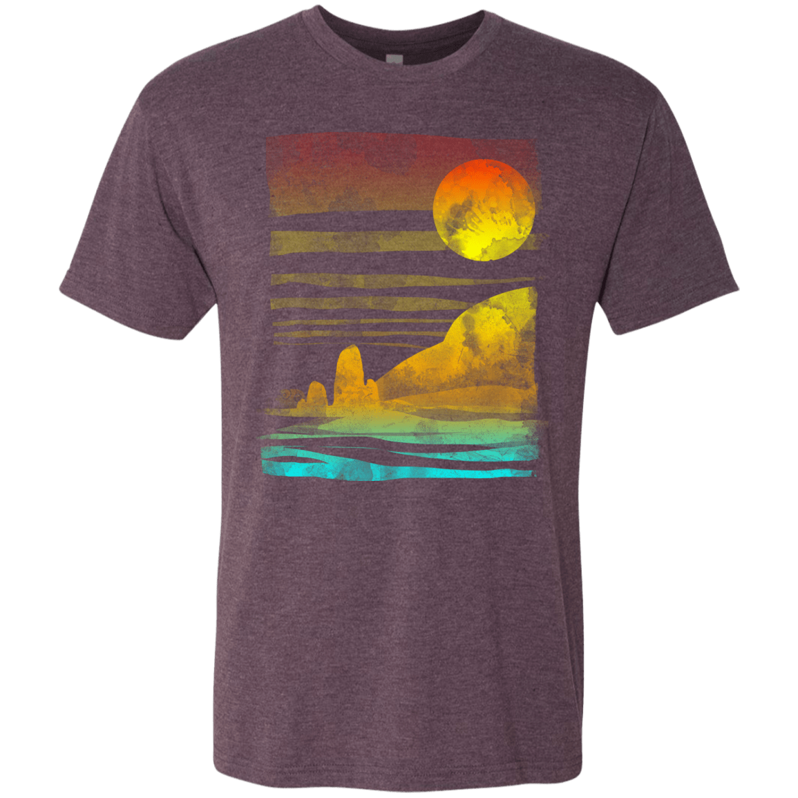 T-Shirts Vintage Purple / S Landscape Painted With Tea Men's Triblend T-Shirt