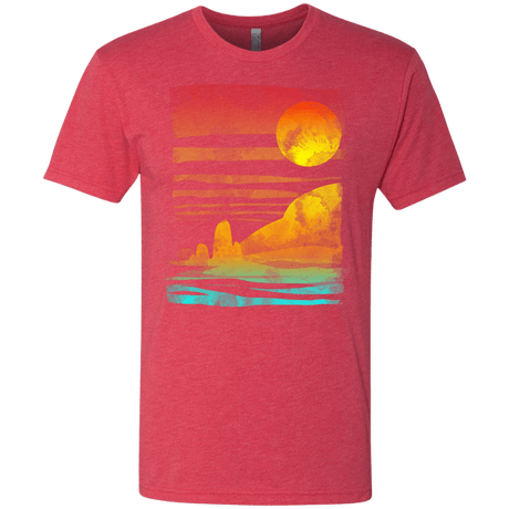 T-Shirts Vintage Red / S Landscape Painted With Tea Men's Triblend T-Shirt